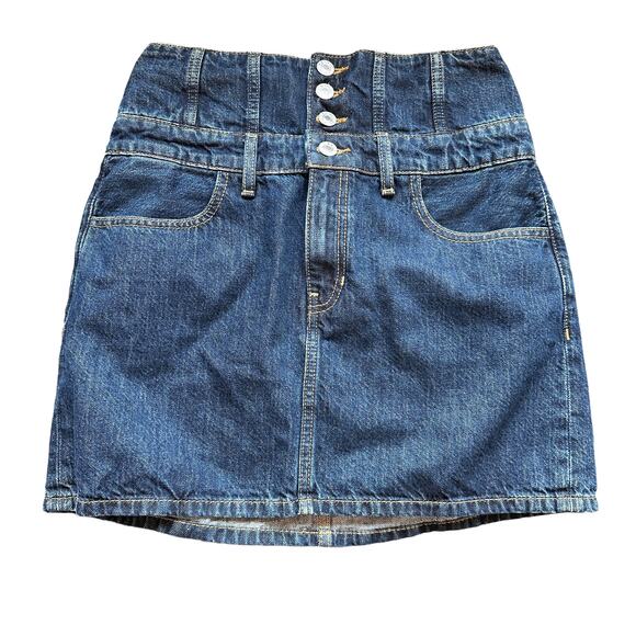 RE/DONE Corset Denim Mini Skirt Indigo SIZE 27 Jean Western Designer $285 NEW - Picture 7 of 12